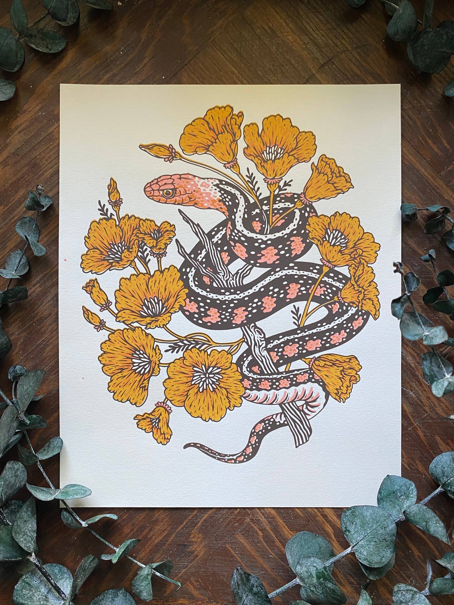 Snake + Poppies 8x10" Giclee Print