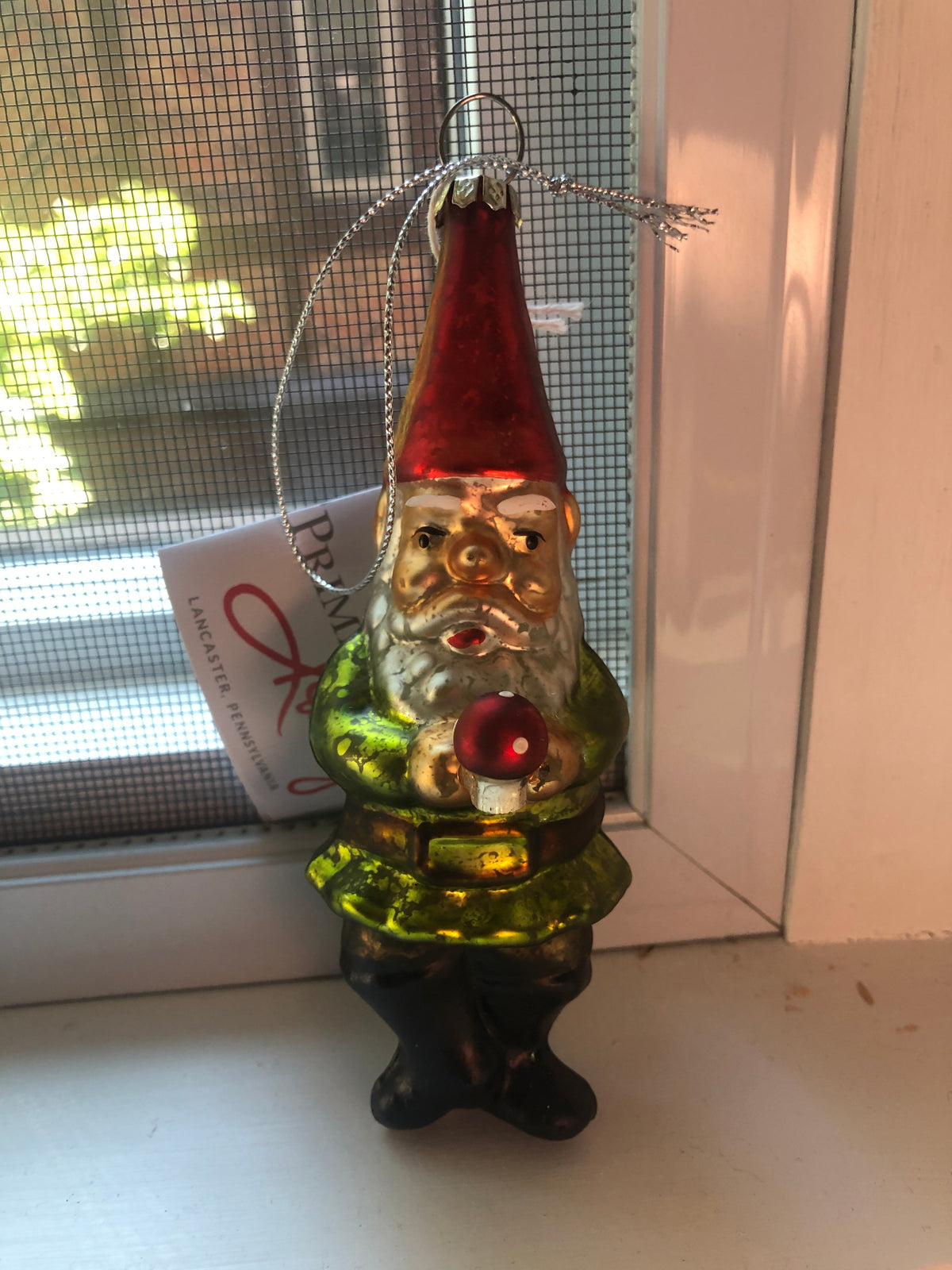 Glass Santa Gnome Ornament